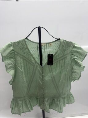 Levi's Mint Green Ruffle Button-Front Blouse